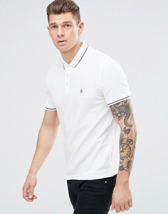 Белое узкое поло из пике с окантовкой Original Penguin - Белый