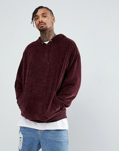 Худи свободного кроя из велюра ASOS - Красный