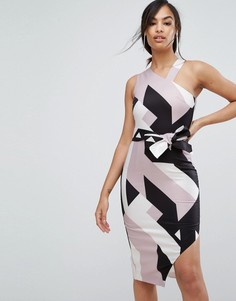 Асимметричное платье-халтер миди с абстрактным принтом Lavish Alice - Мульти
