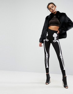 Леггинсы с принтом скелета ASOS HALLOWEEN - Черный