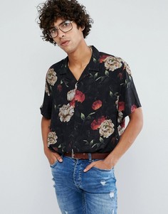 Вискозная оверсайз-рубашка с цветочным принтом ASOS - Черный
