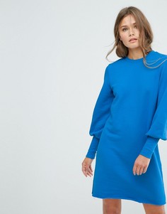 Трикотажное платье с объемными рукавами Miss Selfridge - Синий