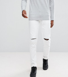 Белые джинсы скинни с рваными коленями ASOS TALL - Белый