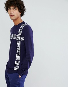 Джемпер с логотипом на груди Love Moschino - Темно-синий