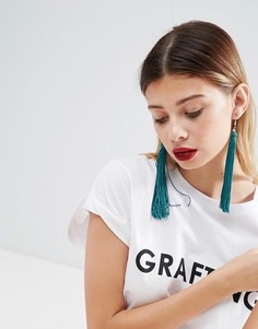 Броские серьги с зелеными кисточками ASOS - Зеленый