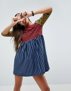 Свободное платье мини в полоску ASOS - Мульти