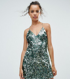 Платье с пайетками Boohoo Petite - Зеленый