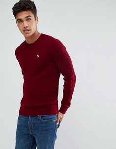 Бордовый трикотажный джемпер с логотипом Abercrombie &amp; Fitch - Красный