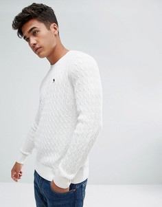 Трикотажный джемпер кремового цвета с логотипом Abercrombie &amp; Fitch - Кремовый