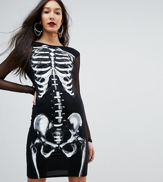 Облегающее платье мини со скелетом ASOS TALL HALLOWEEN - Черный