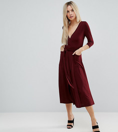 Креповое платье миди с запахом ASOS PETITE - Красный