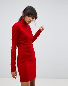Платье‑джемпер с отворачивающимся воротником Boohoo - Красный