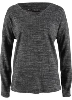 Флисовый пуловер с V-образным вырезом (антрацитовый меланж) Bonprix