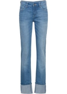 Прямые стрейчевые джинсы с подворотами, cредний рост (N) (голубой) Bonprix