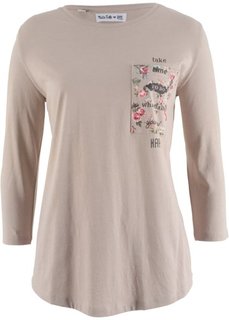 Футболка от Maite Kelly с принтом и рукавом 3/4 (меланжевый натуральный камень) Bonprix
