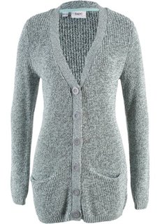 Вязаный кардиган с карманами (кремовый с узором) Bonprix