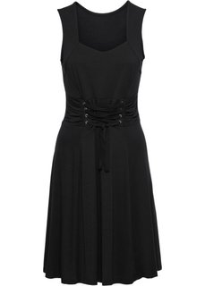 Платье со шнуровкой в талии (черный) Bonprix