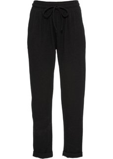 Трикотажные брюки Loose Fit (черный/зеленая ель) Bonprix