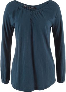 Футболка из материала фламе с длинным рукавом (темно-синий) Bonprix