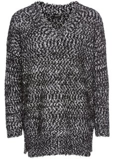 Вязаный пуловер (белый/черный) Bonprix