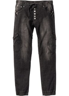 Джинсы Slim Fit Straight без застежки (черный деним «потертый») Bonprix