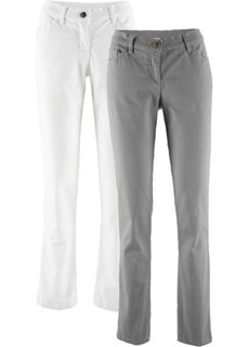 Брюки-стретч (2 шт.) (кремовый/серый) Bonprix