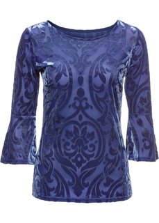 Футболка с бархатистым узором (темно-синий) Bonprix