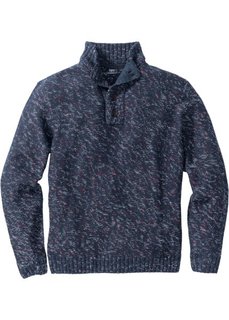 Меланжевый пуловер Regular Fit с высоким воротом на молнии (темно-синий/темно-красный/белый меланж) Bonprix