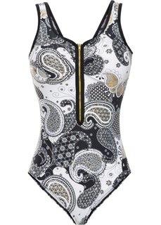 Формирующий купальник (черный/белый/золотистый) Bonprix