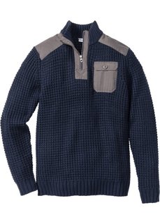 Пуловер Regular Fit своротником-стойкой (темно-синий) Bonprix
