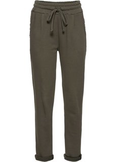 Брюки Loose Fit с пайетками (оливковый) Bonprix