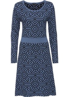 Вязаное платье (синий/черный с узором) Bonprix