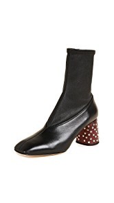 Helmut Lang Studded Heel Mid Calf Stretch Booties