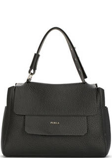 Кожаная черная сумка с короткой ручкой Furla