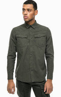 Хлопковая рубашка из денима цвета хаки G Star RAW