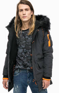 Серая утепленная куртка с капюшоном Superdry
