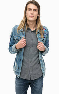 Синяя джинсовая куртка с нашивками Superdry