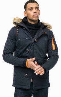 Синяя утепленная куртка с капюшоном Superdry