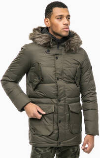 Зимний пуховик с меховой отделкой Superdry