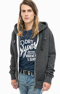 Серая хлопковая толстовка с капюшоном Superdry
