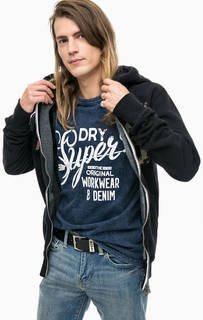Черная хлопковая толстовка с принтом Superdry