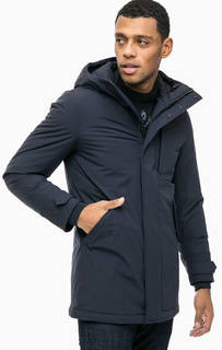 Синяя парка с капюшоном и карманами Woolrich