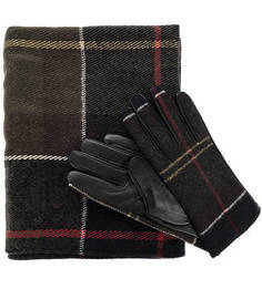 Комплект из палантина и перчаток в клетку Barbour