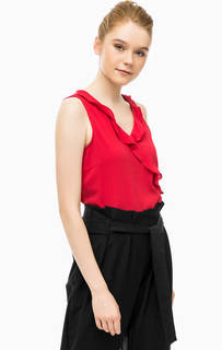 Красная блуза с оборкой по переду Vero Moda