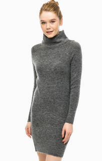 Серое платье-свитер с высоким воротом Only