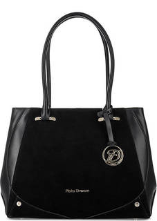 Черная сумка с двумя отделами из замши и кожи Fiato Dream