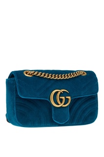 Бирюзовая сумка GG Marmont из бархата Gucci