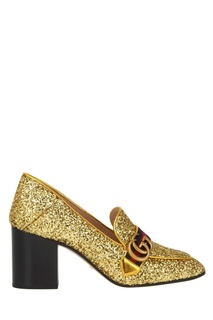 Золотистые туфли с глиттером Gucci