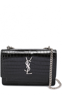 Сумка Sunset Monogram с тиснением под крокодила Saint Laurent