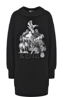 Хлопковое платье-свитшот с принтом Kenzo